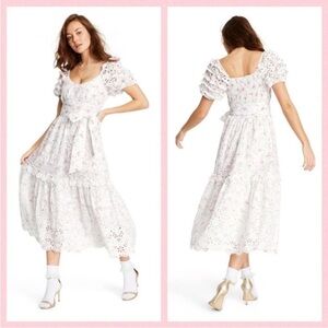 Love Shack Fancy x Target Dress Size 4 Clementine White Floral Eyelet Midi